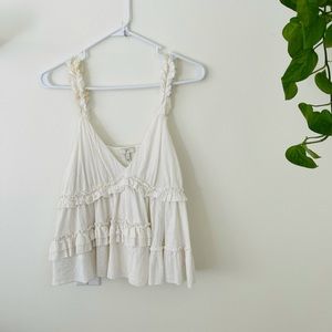 Joie Ruffle White Layer Tank Top